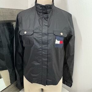 Tommy Hilfiger Black and Red Windbreaker with Sporty Design